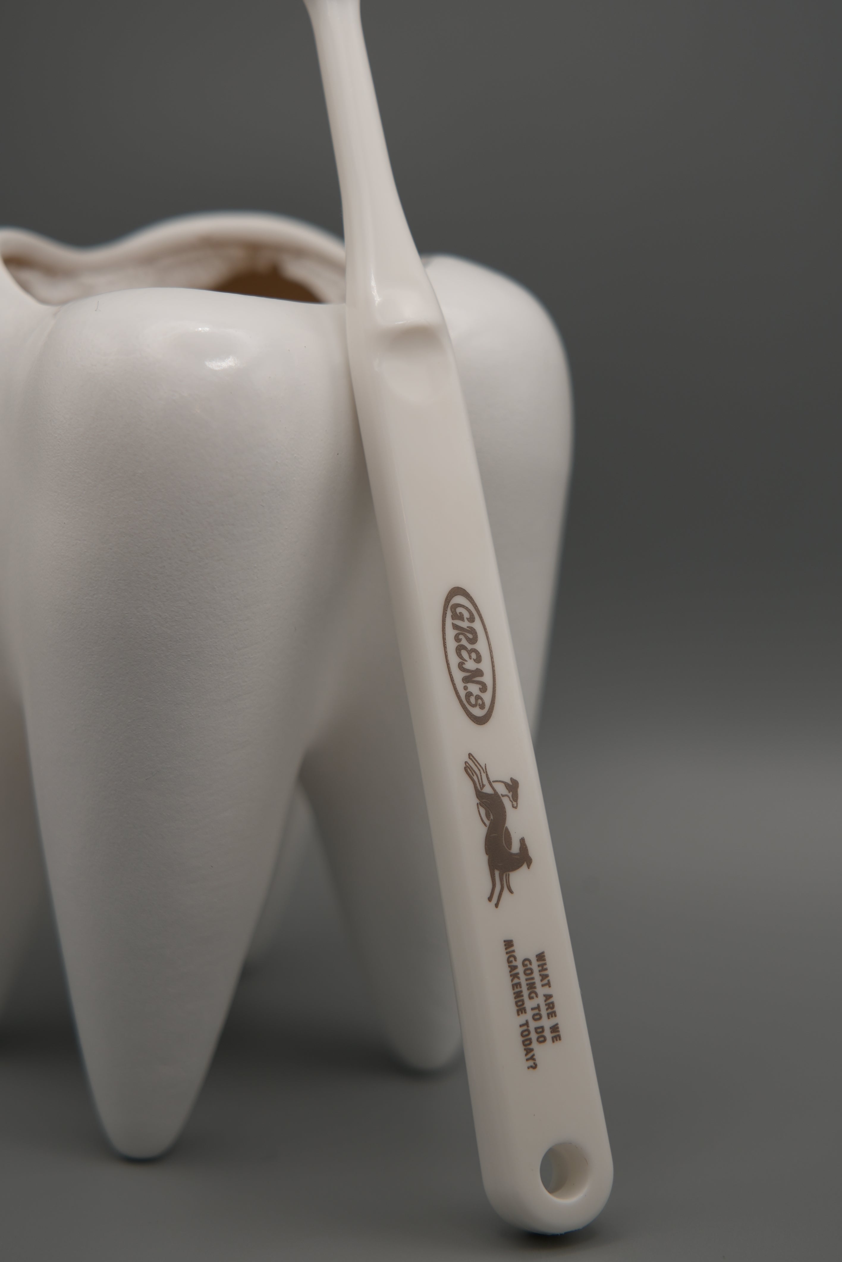 柔らかい天然毛歯ブラシGREN.s×ミガケンデ　小型犬用山型ヘッド（ウマ）