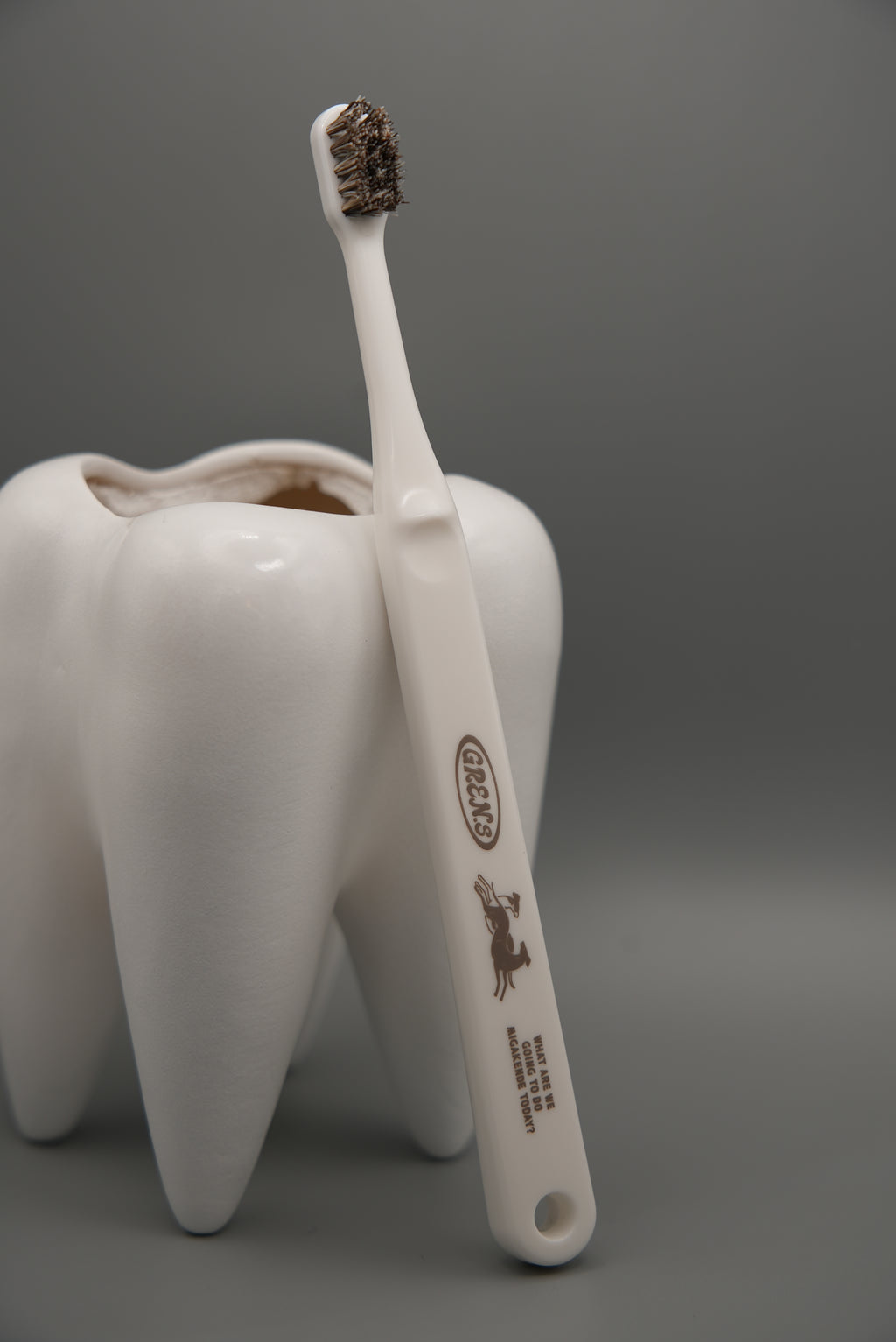 柔らかい天然毛歯ブラシGREN.s×ミガケンデ　小型犬用山型ヘッド（ウマ）